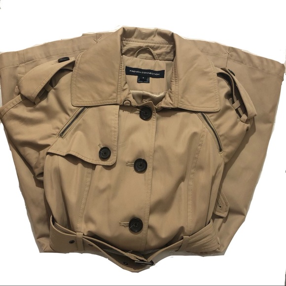 FRENCH CONNECTION khaki Trenchcoat Coat Jacket - Picture 5 of 5